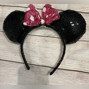 Disney Minnie Mouse Ears Headband Polka Dot Bow thumbnail 1