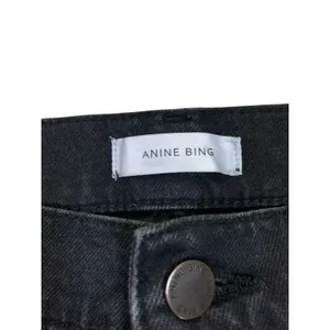 Anine Bing Black High Rise Straight Leg Jeans Stretch‎ Denim 24 thumbnail 2