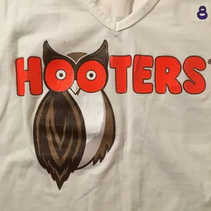 B71 #8 Hooters Girl Worn Uniform Super Sexy V-Neck Long Sleeve Shirt Size Small thumbnail 4