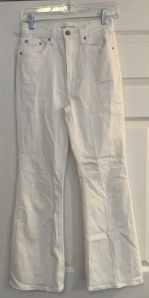 Aritzia Denim Forum Jeans Sz 25x28L Twiggy High Rise Flare White Retro Festival‎ thumbnail 1