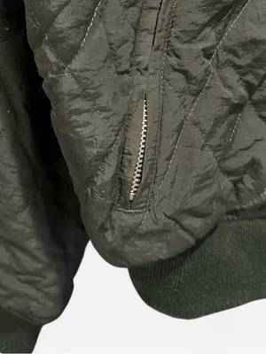 Vintage 90s Liz Wear Chic Army Green Quilted Nylon Bomber Jacket Small thumbnail 8