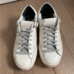 P448 John Pearl Silver Glitter Leather Low Top Sneakers Size 38 / US 7.5 thumbnail 8