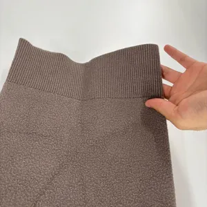 ZARA Knit Wide Leg Pants Brown Fleece Textured Ribbed Hem Pull-On Lounge Small thumbnail 3