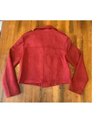 Women's Philosophy Republic Clothing Dark Red Faux Suede Jacket Size M thumbnail 6