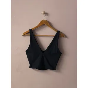 Kookaï Black V-Neck Cutout Back Crop Top Size 2 EUC thumbnail 3