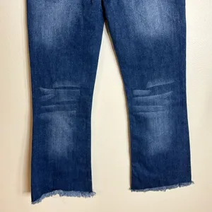 Risen Jeans Women's Distressed Raw Hem Flare Denim Blue Size 5/27 thumbnail 9