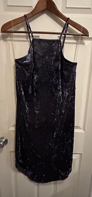 Fourteenth Place Sleeveless Velvet Mini Dress in smoky blue gray- size medium thumbnail 1