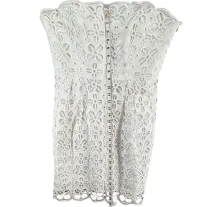 Milly New York Emalina Dress 10 White Floral‎ Eyelet Strapless Lined Chic Modern thumbnail 9
