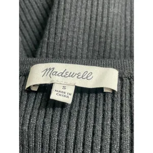 Madewell Women's Black Ribbed Knit Square Neck Sculpt T Shirt Crop Top Size S thumbnail 5