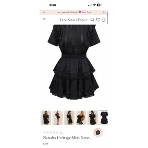 LoveShackFancy Mini‎ Dress Womens Medium Black Natasha Heritage Eyelet Ruffle thumbnail 5