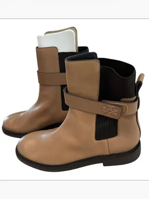Tory Burch Women's Double T Buckled Chelsea Boots, Tan, Size 10.5, NWOT Display thumbnail 4