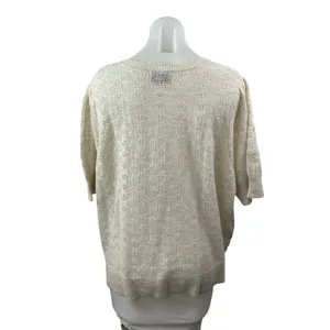 Old Navy Women's White Wool Knit Crochet Tie Short Sleeve Sweater Top Size 3X thumbnail 4