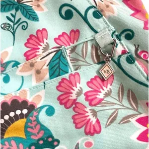 Vera Bradley Women's Scrub Top Laos Lily Blue Print V-Neck Floral‎ Size S thumbnail 6