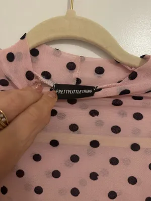 Pretty Little Thing Pink and black polka dot top thumbnail 2