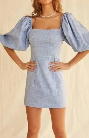 Forever 21 Gingham Balloon Sleeve Mini Dress thumbnail 1