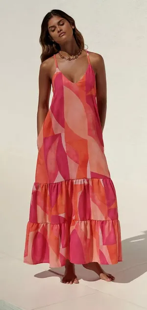 Anthropologie Peixoto multi color Maxi Dress size small thumbnail 1
