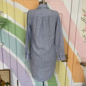 Harshman Collette Tuckernuck Stripe Tunic Shirt Dress 100% Linen Sz XS 🧡🎀 thumbnail 8