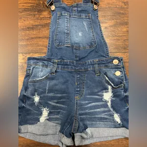 Papaya Denim Distressed Overalls‎ small blue thumbnail 2
