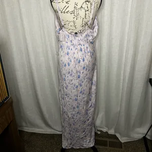 Women's XXL Wild Fable Light Pink Floral Maxi Slip Dress with Blue Flowers thumbnail 4