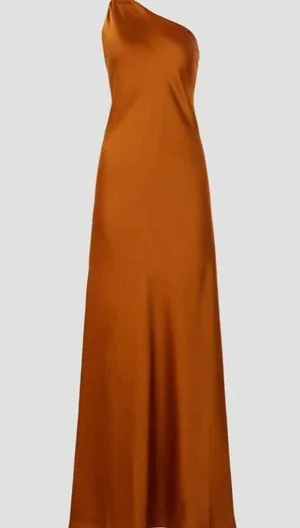 2 Obando collective copper orange silky one shoulder sleeveless maxi long thumbnail 2