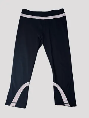 Lululemon Classic Black Leggings Sporty White & Pink Waistband Athleisure Yoga thumbnail 1
