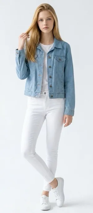 Faded Glory Jean Jacket XL 16/18 Blue Denim Trucker thumbnail 1