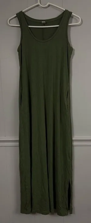Old Navy Sage Green Stretch Maxi Dress Sleeveless Summer Cottagecore Spring XS thumbnail 1