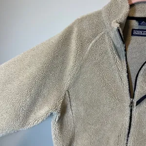 Lands End Vintage Sherpa Fleece Jacket Medium‎ Beige Full Zip thumbnail 5