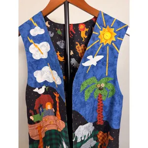Handmade Noahs Ark Reversible Quilted Patchwork Animal Vest Multi-Color thumbnail 4