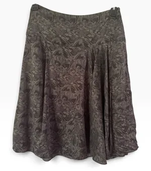 The Limited Gray Floral Silk A Line Knee Length Skirt Women’s Size 2 thumbnail 1