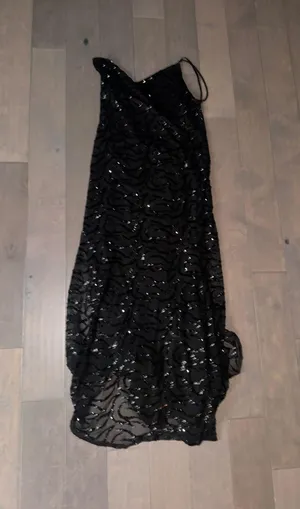 Lulus Long Black Sequence Dress thumbnail 1