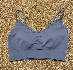 BO+TEE Womens Blue Seamless Spaghetti-Sport Bra thumbnail 1