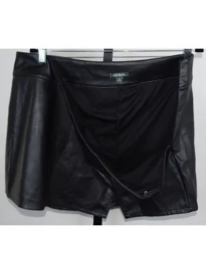 Wild Fable Black Faux Leather Mini Skirt Women's XXL Zip-Up Vegan Leather thumbnail 5