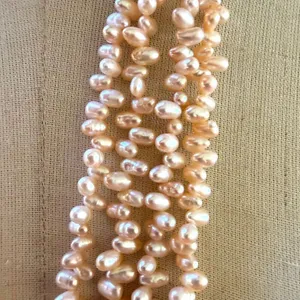 Vintage Blush Pink Freshwater Pearl Multi-Strand Necklace thumbnail 4