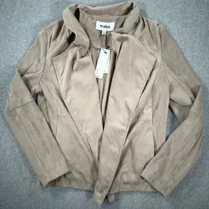 BB Dakota Open Front Moto Jacket Faux Suede Womens Large Beige New Anthropologie thumbnail 1