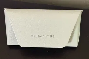 Michael Kors White Textured Eyewear Case with Silver Logo thumbnail 1