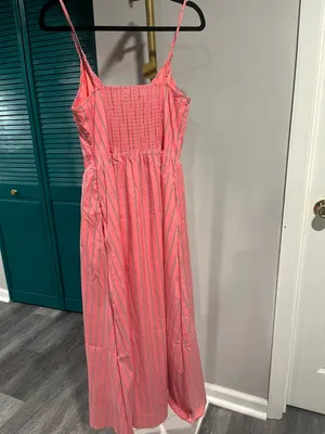 NWT WAYF Coral Stripe long Dress Basque Waist Medium thumbnail 4
