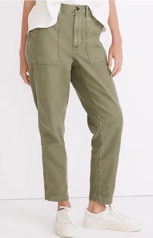 Madewell Griff Pants Plus Size 32 Green Utility High Rise Tapered Cargo Normcore thumbnail 1