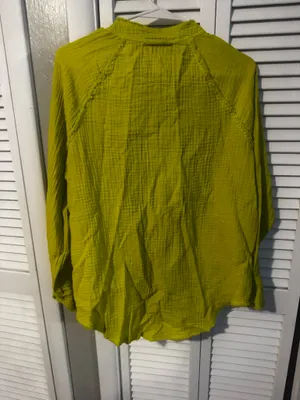Aerie textured gauze button-down shirt features a relaxed oversized thumbnail 3