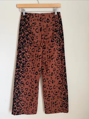 Anthropologie Maeve The Colette Crop‎ Wide-Leg Pants Size 25 Brown Black thumbnail 3