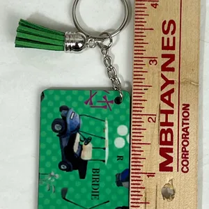 Golf Cart Green Keychain With Tassel New thumbnail 2