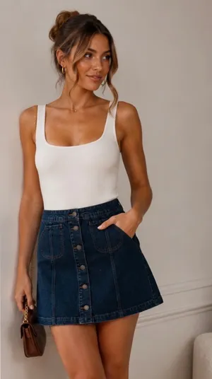 Topshop Moto Denim Button Skirt, Size 28 thumbnail 1