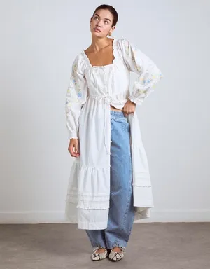 Revolve Anthropologie Damson Madder White Cotton Junia Midi Dress in Embroidered thumbnail 10