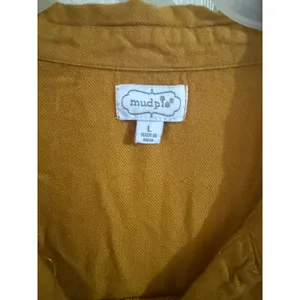 Mud Pie Mustard Yellow Tiered Button Down Shirt Dress Long Sleeve Large thumbnail 3