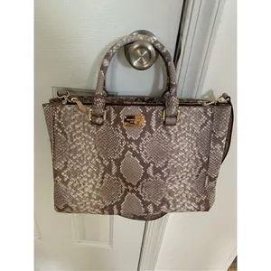 Michael Kors Beige Python Embossed Leather Satchel thumbnail 6