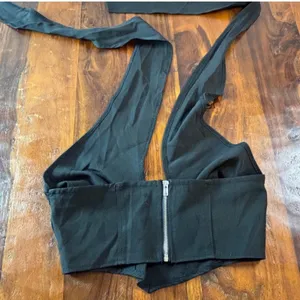 Missguided Black Corset Halter Top Plunging Neckline Zip‎ Back Size US 6 thumbnail 4