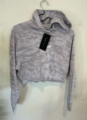 Alphalete Light Gray Camouflage Cropped Hoodie thumbnail 1