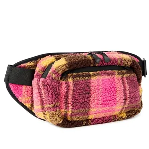 Women’s hands‎ free rectangular fanny pack pink plaid thumbnail 2