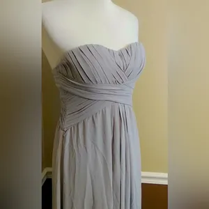 Minuet Maxi Dress Gray Pleated Chiffon Strapless Formal Gown Small from Modcloth thumbnail 2