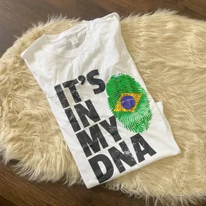 New unworn White Brazilian "It's in my DNA" Brazil Flag Graphic Print T-shirt M thumbnail 1